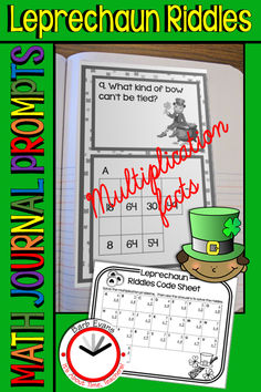 Use these LEPRECHAUN RIDDLES Computation Task Cards to give your students multiplication practice for St. Patrick's Day. To find the answers to the riddles, pupils must solve basic multiplication problems within 100 that then provide the letters needed. Great for centers, Riddles Around the Room, math journals, and fast finishers. #multiplicationpractice #stpatricksday #math #mathcenters #fastfinishers #2ndgrademath #3rdgrademath #4thgrademath #2ndgrade #3rdgrade #4thgrade #holidayclassroom #mathjournals #mathjournalprompts