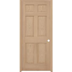 a wooden door with no glass on the top and bottom panel, in light wood