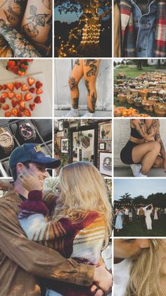 a collage of photos with people and tattoos