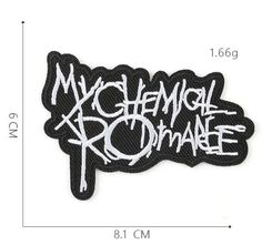 a black and white sticker with the words my chemical romance on it