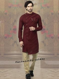 HANDMADEKURTASHOP  Description Man kurta for Man Give yourself a best ethnic look by wearing this Top and bottom Set. Made of rich Cotton fabric this regular-fit set comprises a full-sleeved Indian Kurta pajama set material : 100%Cotton Color : Marron color. Kurta Length : 40 inches Kurta pajama set Shirt Chest is measurement for shirt (not body) As per standard, for best loose fitting 6 inches gap should be there between actual chest size and shirt chest size Size chart is below Men's Sizes Actual Body Chest - Ready Shirt Chest i Add 6" Inches Lose Fitting Fabric Armhole To Armhole. XS - 30" Inches 36" Inches S - 34" Inches 40" Inches M - 36" Inche 42" Inches L - 40" Inches 46" Inches XL - 44" Inches 50" Inches 2XL - 48" Inches 54" Inches 3XL - 52" Inches 58" Inches 4XL - 56" Inches 62" I Designer Naqshi Kurta For Navratri, Fitted Kurta With Dabka For Puja, Straight Kurta With Cutdana For Puja, Festive Designer Kurta With Naqshi, Festive Designer Wear Kurta With Naqshi Detailing, Festive Designer Naqshi Kurta, Fitted Long Sleeve Kurta For Puja, Unstitched Kurta For Diwali, Festival Long Sleeve Kurta With Naqshi Detailing