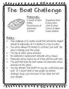 the boat challenge worksheet