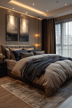 black and neutral bedroom, bedroom ideas, neutral bedrooms, black and brown bedroom, bedroom decor, neutral bedroom Fall Bedroom Decor, Elegant Bedroom, Small Room Bedroom, Contemporary Bedroom, Bedroom Aesthetic, Aesthetic Bedroom