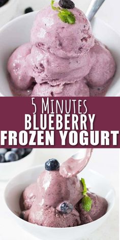 blueberry frozen yogurt in bowl Blueberry Frozen Yogurt, Frozen Yogurt Blueberries, Homemade Frozen Yogurt, Frozen Yogurt Recipes, Yogurt Dessert, Yogurt Ice Cream, Ninja Creami, Sorbet Recipes, Frozen Yoghurt