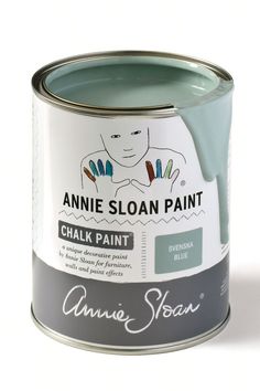 an open can of annie sloan paint on a white background