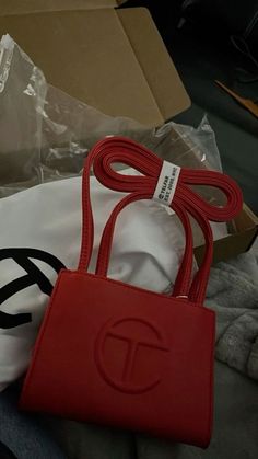 Red Telfar Bag Outfit, Red Telfar Bag