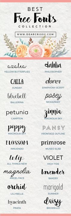 the 25 best free fonts for wedding and other events, with flowers on them