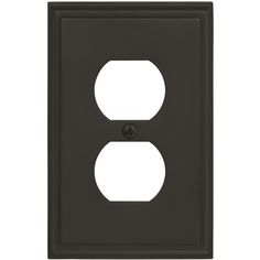 a black outlet cover with two white outlets