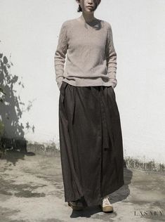 Lasaky - Elegant and Stylish High-Waisted Midi Skirt with Flowy Hem and Belt Versatile Long Skirt For Fall, Casual Flowy Wrap Skirt For Fall, Casual Long Wrap Skirt For Fall, Casual Wrap Skirt For Fall, Casual Fall Wrap Skirt, Stylish Midi Skirt, Yoga Skirt, Long A Line Skirt, Houndstooth Pencil Skirt