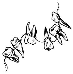 black and white drawing of flowers with scissors