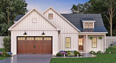 this is an artist's rendering of a two - story home in the country style