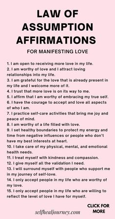 a pink poster with the words law of affirmations written in black on it