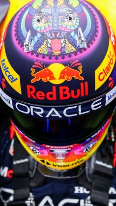 the helmet of red bull racing driver michael clatte