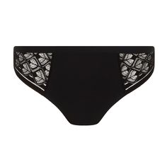 High-waisted panty lace CHANTELLE Easy Feel Ace Elegant Stretch Lace Briefs, Elegant Bottoms With Contrast Lace, Elegant String Bottoms With Contrast Lace, Elegant Black Bottoms With Delicate Lace, Elegant Lace Trim Brief Bottoms, Black Lace Bottoms With Delicate Details, Black Lace Bottoms With Delicate Lace Detail, Black Delicate Lace Bottoms, Elegant Stretch Bottoms With Delicate Lace