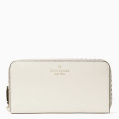 Never Used - Kate Spade Wallet With Pink Lining Kate Spade Compact Wallet For Everyday, Kate Spade Compact Everyday Wallet, White Kate Spade Wallets As Gift, White Kate Spade Wallet For Everyday Use, Kate Spade Everyday Bifold Bag, Classic Kate Spade Wallets For Daily Use, Kate Spade Beige Wallet For Everyday Use, Kate Spade Beige Wallets For Everyday Use, Elegant Cream Wallet For Everyday Use