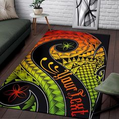 a living room area rug with an image of a road and the words harry potter on it