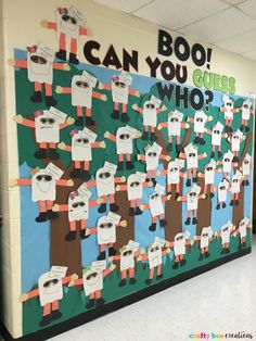 a bulletin board with sheeps on it and the words, i can you guess who?