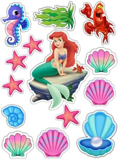 the little mermaid stickers are on display