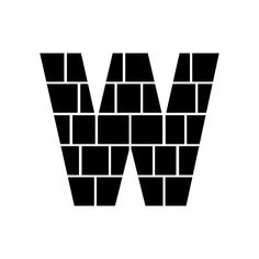 the letter w is made up of black squares on a white background, and it appears to be made out of bricks