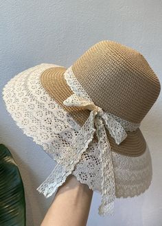 Handmade Khaki Lace Patchwork Bow Straw Woven Floppy Sun HatMade of fine Lace Patchwork Bow Straw Woven.Hat Circumference: 58cm/22.62". Matches easily with daily hairstyle, dresses & Shirts Floppy Sun Hat, Woven Hat, Floppy Sun Hats, Daily Hairstyles, Hat Handmade, Lace Patchwork, Purple Lace, Handmade Shoes, Hat Making