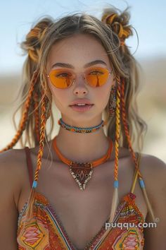 Festival Hairstyles: Unleash Your Inner Boho Chic at Coachella - Puqqu Braided Festival Hair, Rave Festival Hair, Coachella Hairstyles, Hippie Hairstyles, Rave Hairstyles, Music Festival Hair, Festival Hairstyles, Dewy Foundation, Witty Sayings