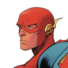 an image of a man in the flash suit with his head turned to look like he is