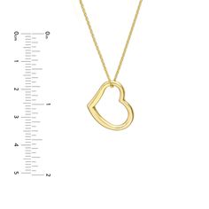 Birmingham Jewelry Item Number: BJ022048 Necklace Open Heart Pendant Adjustable NecklaceThe quintessential piece for your wardrobe. This 14K gold open heart pendant necklace is a classic staple. 14K Gold Chain Length: 16.00" - 18.00" Width: 1.05mm *The possibilities are not limited to the options in the dropdown. For pricing on further customizations & special size options, please call: 1-586-939-5100 Classic 14k Gold Heart Pendant Necklace, Classic 14k Gold Heart Necklace, Classic Heart Cut Jewelry For Everyday, Classic Everyday Heart-shaped Jewelry, Yellow Gold Minimalist Heart Necklace, Classic Open Heart Jewelry For Everyday, Yellow Gold Open Heart Necklace For Everyday, Classic Yellow Gold Heart Necklace With Heart Charm, Classic Yellow Gold Necklace With Heart Charm