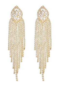 DESIGN FEATURES  Product Type: Dangle Earrings  Material: Rhinestone  Embellishment: Tassel  Style: Fashionable  Weight: 23.3g Glamorous Gold Tassel Earrings With Rhinestone Fringe, Glamorous Gold Tassel Earrings With Rhinestones, Gold Crystal Tassel Earrings For Evening, Gold Rhinestone Tassel Dangle Earrings, Dangle Tassel Earrings With Rhinestone Fringe, Gold Tassel Dangle Earrings With Rhinestones, Gold Tassel Earrings With Rhinestone Fringe, Crystal Tassel Earrings With Rhinestone Fringe, Gold Chandelier Earrings With Rhinestone Fringe For Party