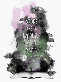 an open book with the words books are a uniquely portable magic