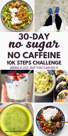 This 30-day no sugar challenge! This month-long zero sugar no caffeine and walking challenge might just be what you need to start a healthy lifestyle and to sustain it. I know, at first developing these healthy habits may sound like a lot, but I promise you, within a week you will feel more alive, fit and healthy than right now. Quiting Sugar, No Processed Food Diet, Healthy Sugar Alternatives, Autoimmune Diet Recipes, Healthy Eating Challenge, No Sugar Challenge, Sugar Challenge, Start A Healthy Lifestyle, Walking Challenge