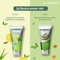 two tubes of medimix face wash with lemon and green tea