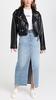 Levi's Ankle Column Skirt | Shopbop Workwear Jeans With Zipper Closure, Denim Jeans With Zipper Closure For Work, Spring Workwear Jeans With Zip Fly, Spring Workwear Jeans, Workwear Denim Jeans, Casual Fitted Outerwear, Casual Fitted Full-length Outerwear, Fitted Full Length Casual Outerwear, Casual Full-length Spring Outerwear