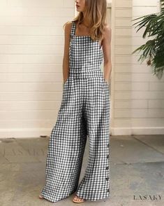 Lasaky - Contemporary Digital Print Wide-Leg Pants Jumpsuit Featuring Circular Patterns and Exposed Back Design Women Jumpsuit Outfits, Summer Jumpsuit Casual, Bohemian Rompers, Embellished Jumpsuit, Womens Jumpsuits Casual, Jumpsuit Casual, Loose Jumpsuit, Backless Jumpsuit, Jumpsuit Outfit