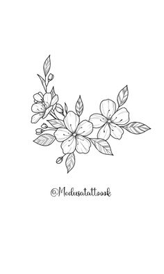 a black and white drawing of some flowers