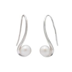 These Pearl Earrings are made in Rhodium Plated Sterling Silver (925) with White, Button shaped, Freshwater Cultured Pearls 7.5-8mm. Classic Round Pearl Earrings With French Hook, Minimalist Nickel-free Pearl Earrings For Formal Occasions, Minimalist Hypoallergenic Pearl Earrings For Formal Events, Classic Teardrop Nickel-free Pearl Earrings, Classic White Drop Earrings, Classic Sterling Silver Nickel-free Pearl Earrings, Classic Silver Pearl Earrings With French Hook, Classic Polished Dangle Earrings, Classic Nickel-free Sterling Silver Pearl Earrings