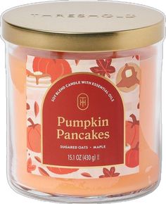 pumpkin pancakes scented candle with metal lid