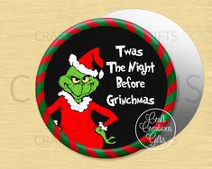 the grinch who loves wine christmas button