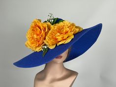 "Vogue hats are perfect for horse racing events, church, the Kentucky derby, weddings, garden tea parties and charity events. 100% Brand new, hand made and high quality. One size hat.(20\" - 22.\") Adjustable inner band. Brim is approx. 6\" Please feel free to ask me any questions or special requests. Please visit my other shop https://www.etsy.com/shop/BridalWorldAccessory Thank you for visiting my shop." Royal Blue Curved Brim Hat For Spring, Royal Blue Wide Brim Hat For Spring, Blue Mini Hats For Royal Ascot Garden Party, Royal Blue Evening Hat For Summer, Royal Blue Hat For Royal Ascot Races, Royal Blue Fascinator For Summer Weddings, Fitted Royal Blue Hat For Summer, Royal Blue Summer Fascinator For Formal Occasions, Royal Blue Fascinator For Summer Formal Events