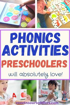 the words phonics activities preschoolers will absolutely love with pictures of children playing