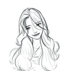 a drawing of a girl with long hair