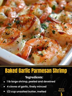 Parmesan Shrimp, Garlic Parmesan Shrimp, Baked Shrimp Recipes, Shrimp Parmesan, Melt Recipe, Family Baking, Shrimp Recipes For Dinner, Baked Shrimp, Baked Garlic