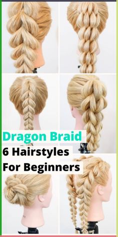 Follow along to this easy step by step tutorial showing you how to dragon braids! 6 Different styles for any occasion! Gymnastics Hair Styles, Dragon Braid Tutorials, Haircut Hacks, Dragon Braid Hairstyles, Easy Hairstyles For Beginners, Beginner Hairstyles, Hairstyles For Beginners, Different Types Of Braids, Dragon Braid