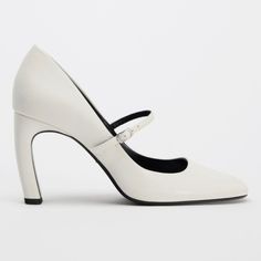 New With Tag Zara 2024 Collection Curved Heel Shoes. Adjustable Buckled Strap At Instep Heel Height: 3.3 Inches ( 8.5 Cm) White | 1242 / 410 Upper 100% Polyester Lining 75% Polyurethane 25% Polyester Sole 100% Polyurethane Thermoplastic Insole 100% Polyurethane White Heels With Buckle Closure For Office, White Ankle Strap Heels For Work, Formal White Heels With Buckle Closure, Feminine White Heels For Work, Spring Court Shoes With Ankle Strap And Contrasting Heel, Chic Spring Court Shoes With Buckle Closure, Zara Ankle Strap Heels For Work, White Heel Strap Court Shoes For Office, White Court Shoes With Heel Strap For Office