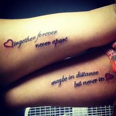 75 Matching Tattoos Ideas For Couples Tattoos In Remembrance, Tattoos For Girlfriend, Together Forever Never Apart, Girlfriend Tattoos, Love Quote Tattoos, Mom Daughter Tattoos, Relationship Tattoos, Girls With Tattoos, Sibling Tattoos