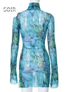 Drift into a dreamscape of aquatic elegance with the "AquaBloom Enchanted Dress". Tailored for the modern nymph who is as much at home in a forest glade as she is at a rooftop soiree, this dress captures the essence of ethereal beauty and contemporary style. Oceanic Tapestry: A captivating mesh fabric in deep blue interlaced with hints of green forms the backdrop, evoking images of mysterious deep waters kissed by sunlight. This serene palette is then adorned with a floral fabric pattern, like b Waistcoat Sweater, Solid Dress Casual, Summer Party Outfit, Long Sleeve Dress Formal, Skirt Y2k, Cotton Linen Dresses, Hip Dress, Floral Dress Summer, Boho Maxi Dress