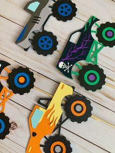 paper cut outs with tractors and cars on them