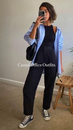 Cute Fall Outfits Work Business Casual, Business Casual Vans Outfit, Spring Outfits Smart Casual, Smart Casual Job Interview Outfit, Sporty Office Outfit Summer, Sporty Office Look, Monday Work Outfit Casual, Friday Ootd Work Casual, Smart Casual Women Summer Outfits