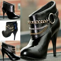 Black Leather Ankle Boots Brand : Capelta Style: Clique Made In Brazil All Leather With Removable Chain Design New In Box Sz 39/8.5 40/9 41/10 42/11 1" Platform 3" Heel Chic Boots With Chain Strap For Night Out, Chic Chain Strap Boots For Night Out, Chic Black Boots With Chain Detail, Chic Black Boots With Chain, Heels 2023, Mule Heels, Black Leather Ankle Boots, Chain Design, Boot Brands