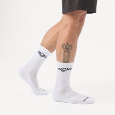 Add a touch of the good life to your sock game with these exclusive ALOHA Crew Socks! | Crew Socks in White | Size: Large | by ALOHA Collection Aloha Collection, Sock Game, The Good Life, Good Life, Crew Socks, The Good, Life Is Good, Socks, Size Medium