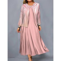 Season:Winter,Fall; Fabric:Polyester; Sleeve Length:Long Sleeve; Look After Me:Machine wash; Gender:Women's; Style:Mature; Elasticity:Micro-elastic; Occasion:Vacation,Daily,Going out,Outdoor,Weekend; Fit Type:Loose Fit; Dresses Type:Ethnic Dress,Dress Set,Two Piece Dress,Casual Dress; Pattern:Leaf; Design:Print; Neckline:Crew Neck; Special Size:Plus Size; Front page:FF; Listing Date:09/19/2023; Production mode:External procurement; Bust:; Length:; Length [Top]:; Fit US Size:; Fit UK Size:; Fit E Casual Long Sleeve Pink Dress For Fall, Pink Long Sleeve Maxi Dress For Winter, Two Piece Dress Casual, Party Dresses Online, Vestido Plus Size, Cotton Linen Dresses, Ethnic Dress, Vestido Casual, Casual Sets